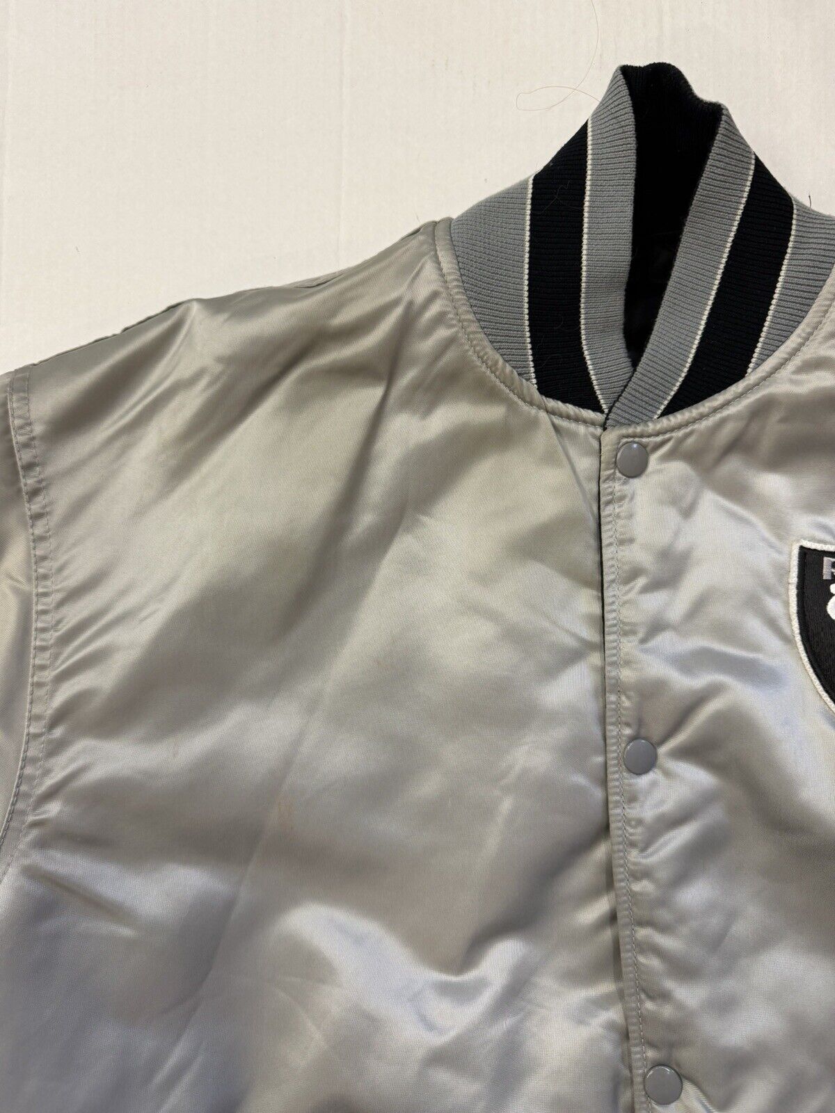Vintage Oakland Raiders NFL Reversible Jacket Mens XLarge Starter Satin Bomber - thriftgoblin
