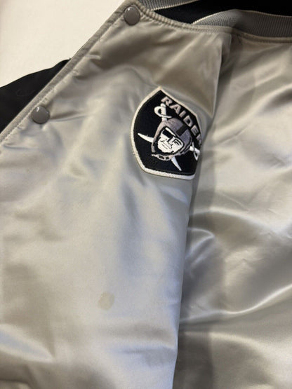 Vintage Oakland Raiders NFL Reversible Jacket Mens XLarge Starter Satin Bomber - thriftgoblin