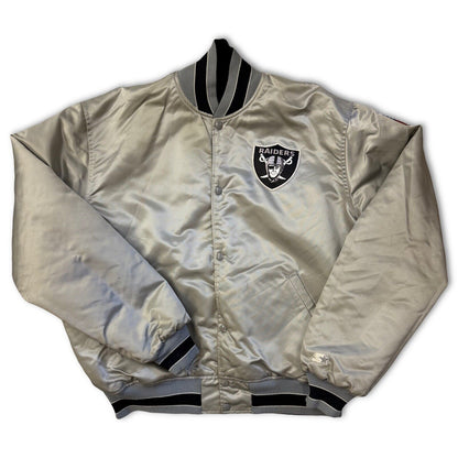 Vintage Oakland Raiders NFL Reversible Jacket Mens XLarge Starter Satin Bomber - thriftgoblin