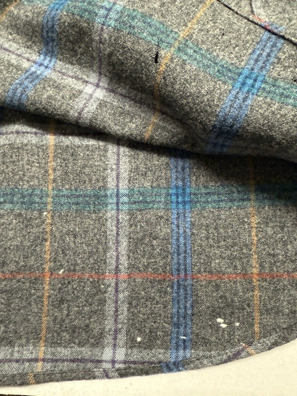 Vintage Pendleton Flannel Shirt Men Grey Pin Stripe Wool Plaid Large Pocket USA - thriftgoblin