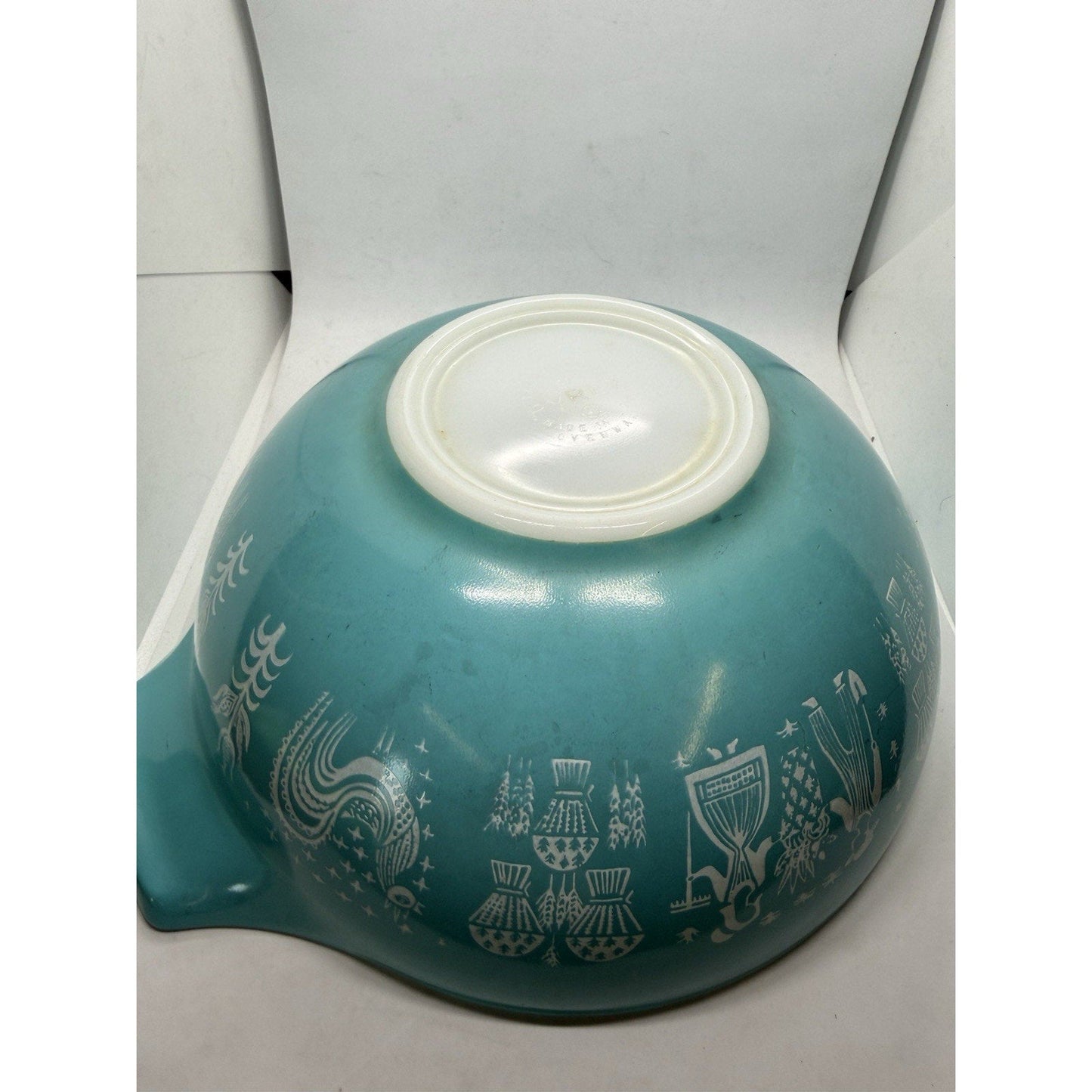 Vintage Pyrex Amish Butterprint Turquoise 444 Cinderella Mixing Bowl 4Qt USA - thriftgoblin