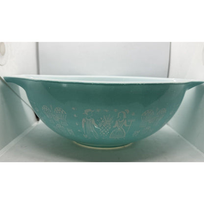Vintage Pyrex Amish Butterprint Turquoise 444 Cinderella Mixing Bowl 4Qt USA - thriftgoblin