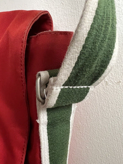 Vintage Red LACOSTE L71 Green Straps Medium MESSENGER BAG Casual 8 School Rare - thriftgoblin
