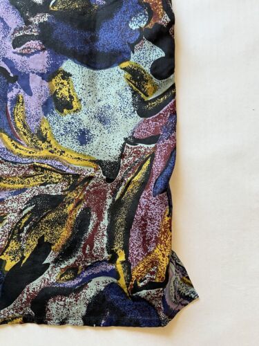 Vintage Robert Stock Mens Large Purple Green Blue Swirls Silk Button Down Top - thriftgoblin