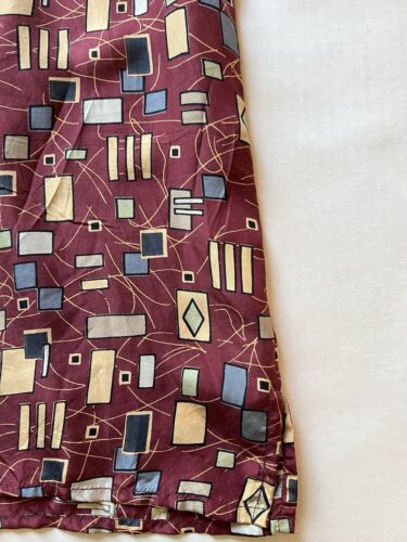 Vintage Robert Stock SILK THIN Shirt Mens XL Square Red Geometric Light Summer - thriftgoblin