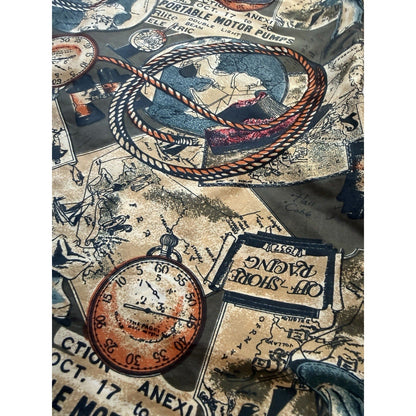 Vintage Summa Silk Long Sleeve Shirt Size Large Nautical Novelty Print 100% Silk - thriftgoblin