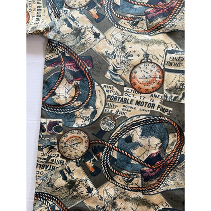 Vintage Summa Silk Long Sleeve Shirt Size Large Nautical Novelty Print 100% Silk - thriftgoblin
