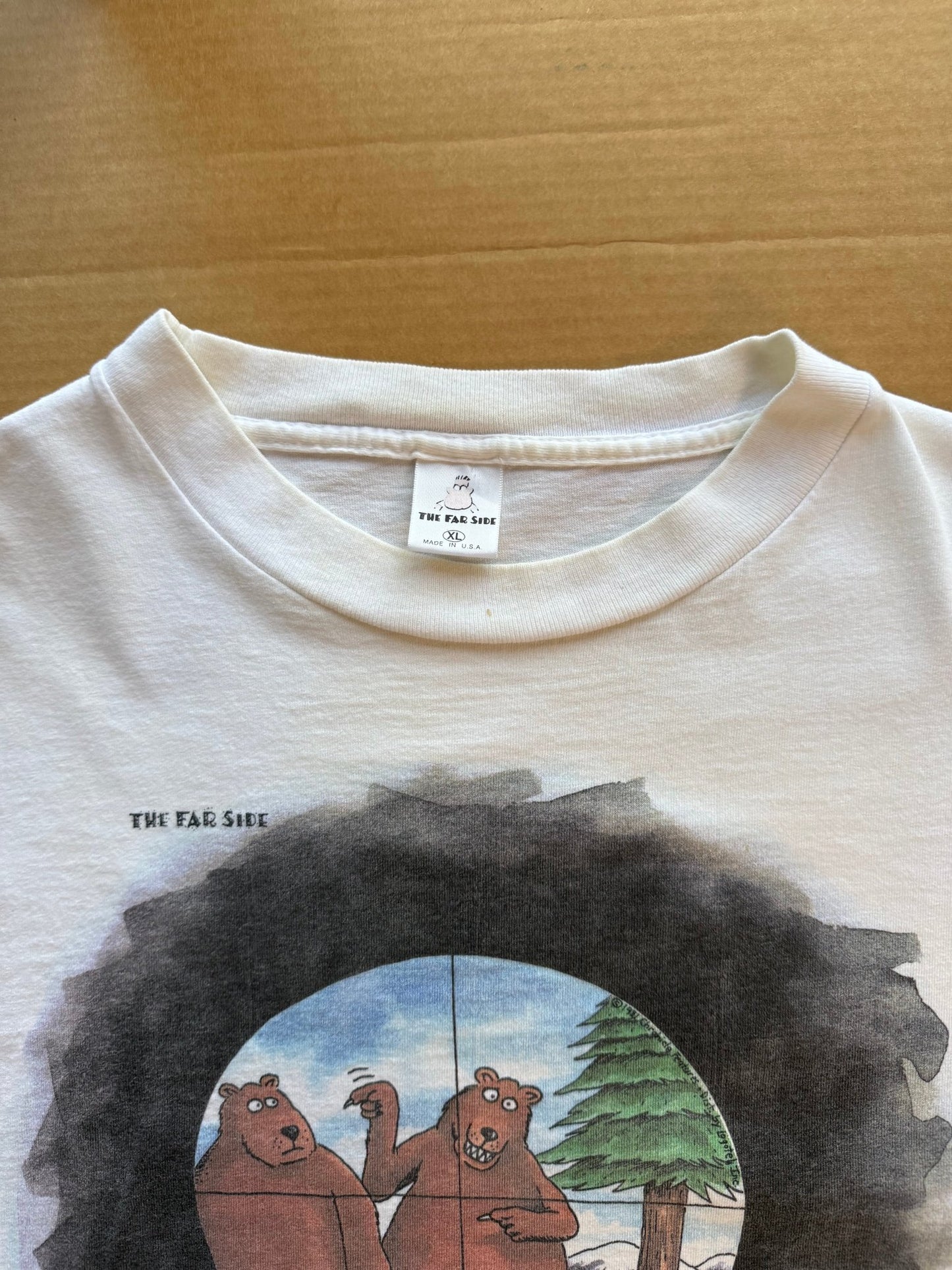 Vintage The Far Side Gary Larson Bear Sniper Scope Tee Made USA Official XL - thriftgoblinTee