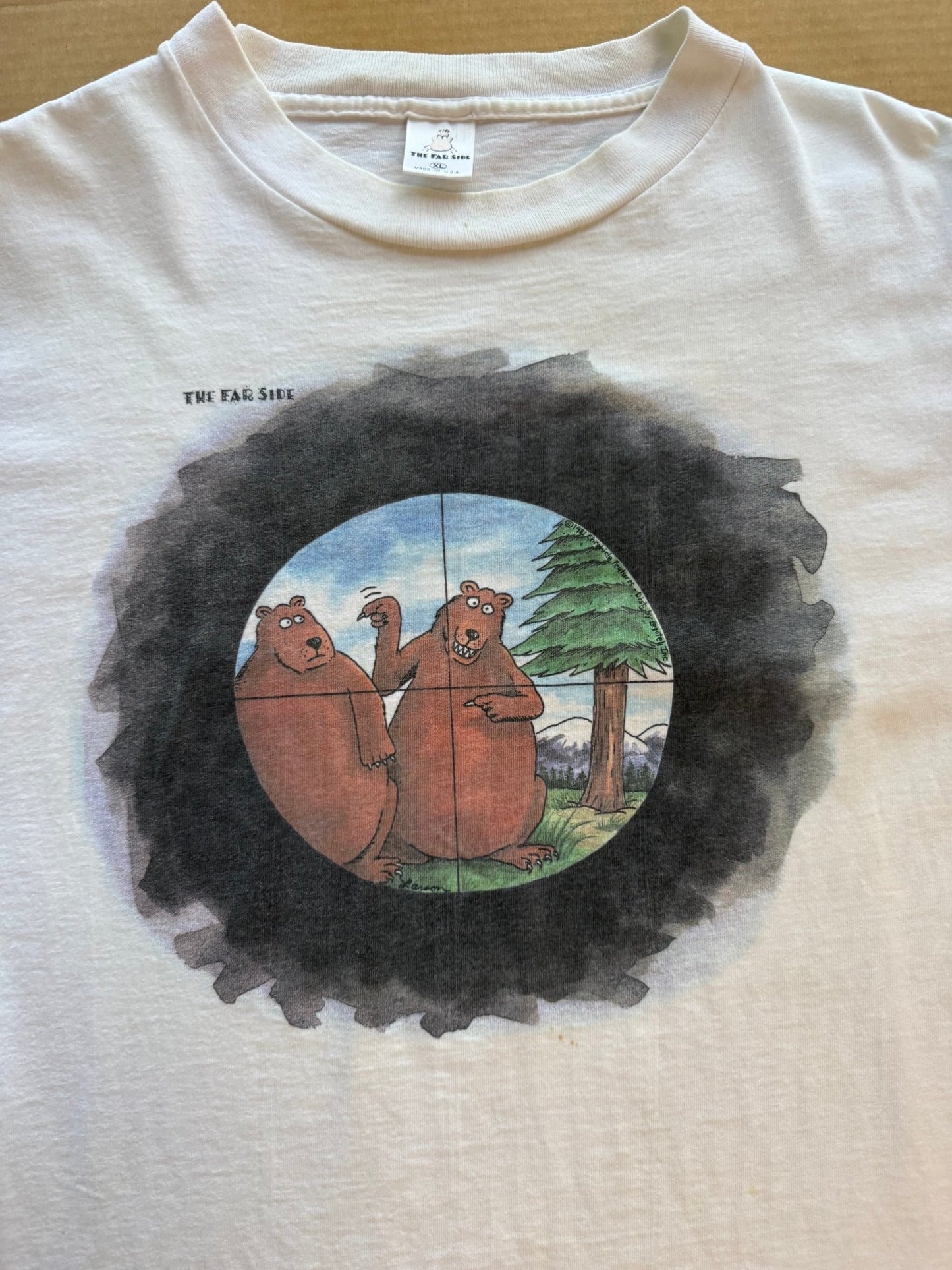 Vintage The Far Side Gary Larson Bear Sniper Scope Tee Made USA Official XL - thriftgoblinTee