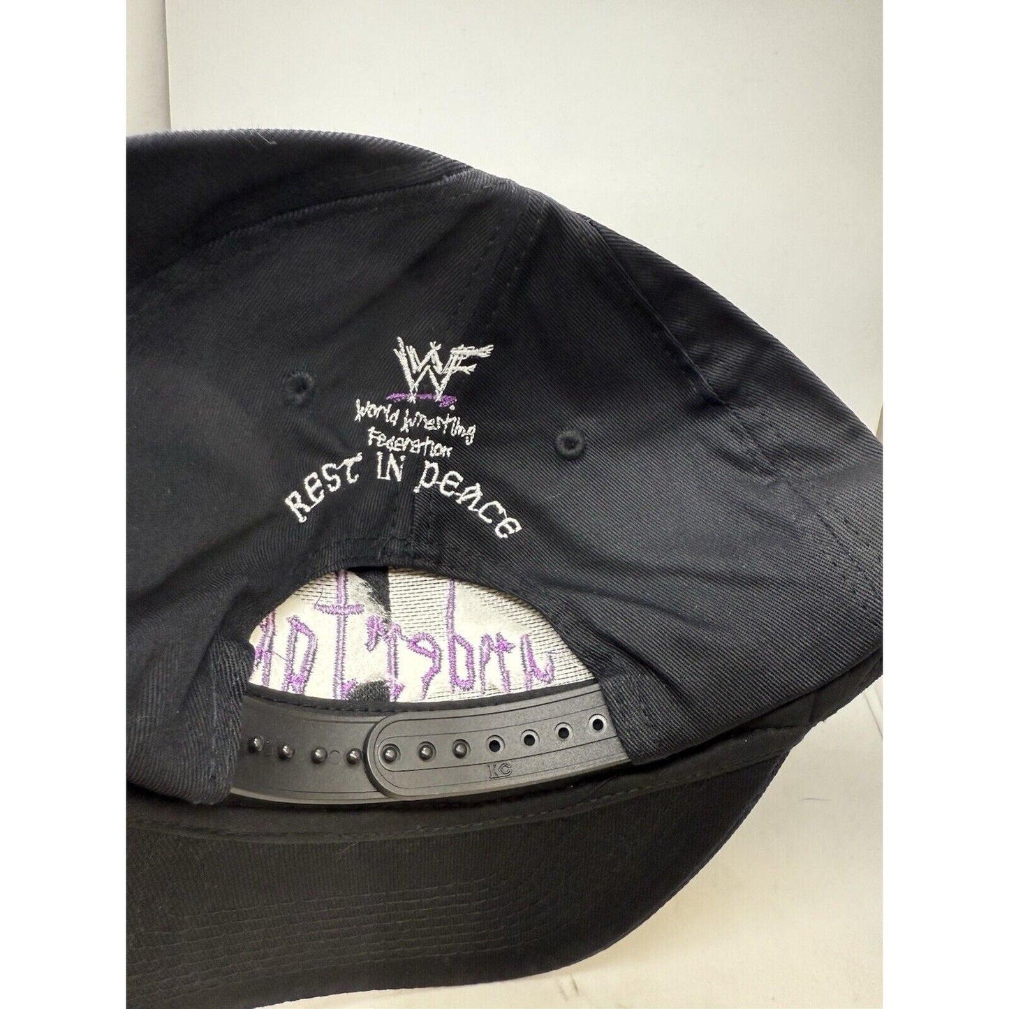 Vintage Undertaker Hat WWF Wrestling Rest In Peace Black KC Tag Snapback Cap - thriftgoblin
