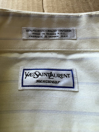 VINTAGE Yves Saint Laurent Shirt Mens 16.5 34 - 35 Solid Button Up Formal YSL - thriftgoblin