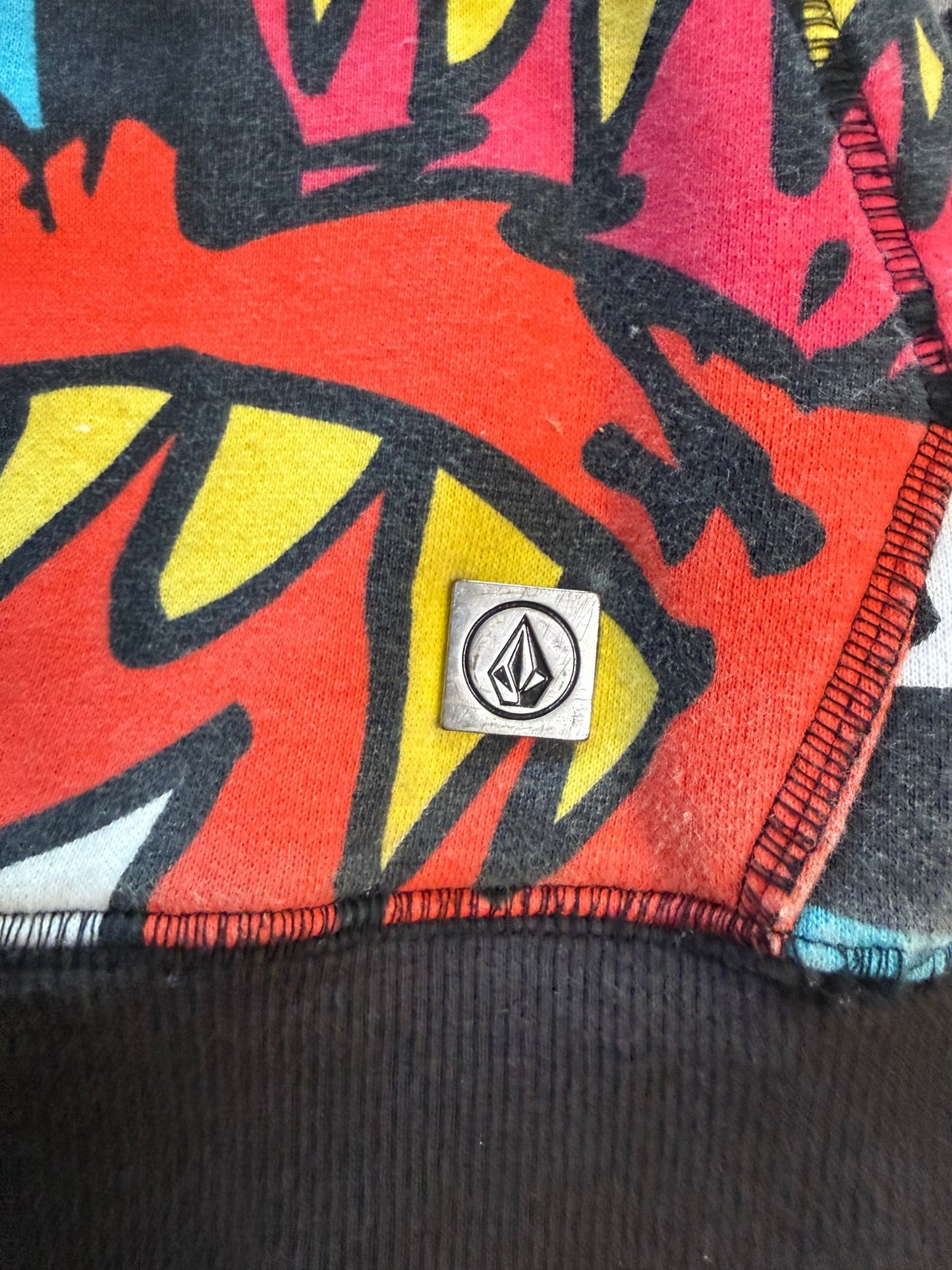 Volcom Big Monster Basic Zip Hoodie All Over Print Sherpa Lined XXL Skate Y2K - thriftgoblinTops