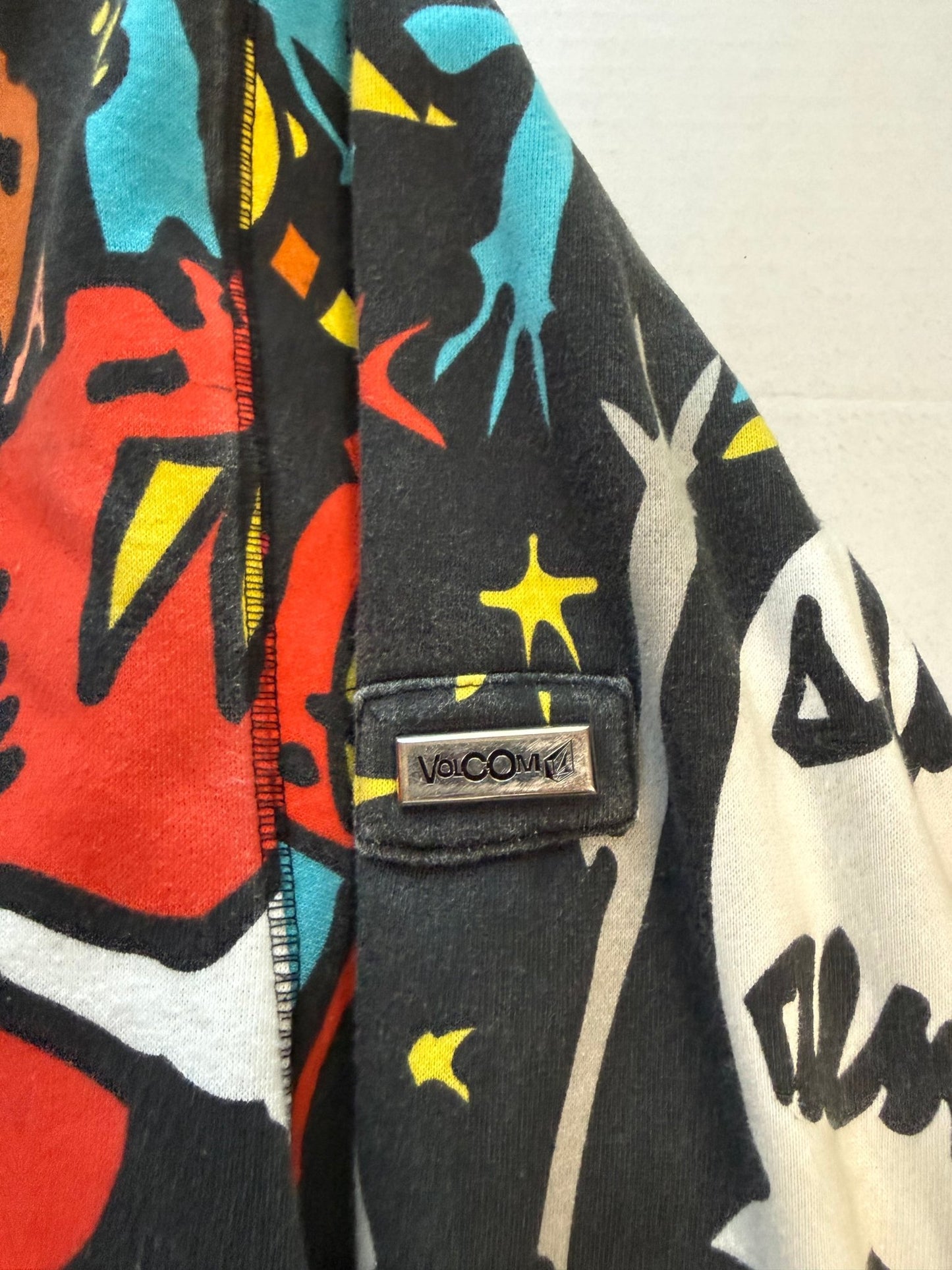 Volcom Big Monster Basic Zip Hoodie All Over Print Sherpa Lined XXL Skate Y2K - thriftgoblinTops