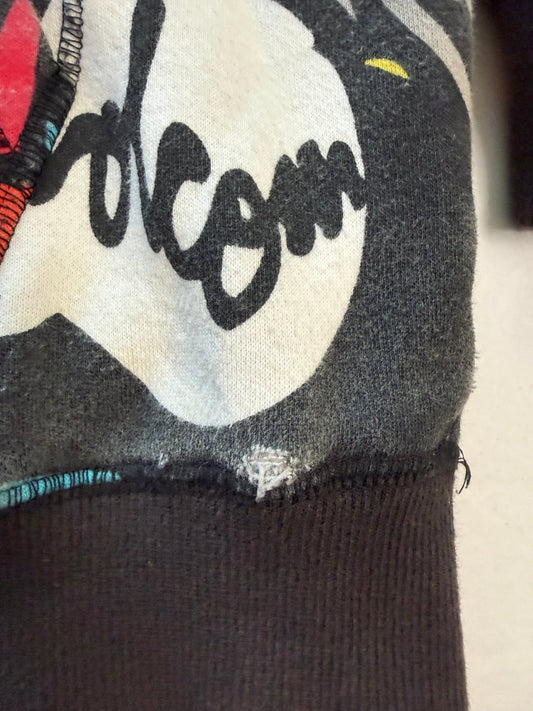 Volcom Big Monster Basic Zip Hoodie All Over Print Sherpa Lined XXL Skate Y2K - thriftgoblinTops