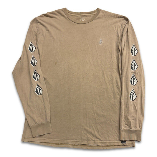 Volcom x Girl Skateboards Deadly Girl Collab Long Sleeve T-Shirt Tee Tan L - thriftgoblin
