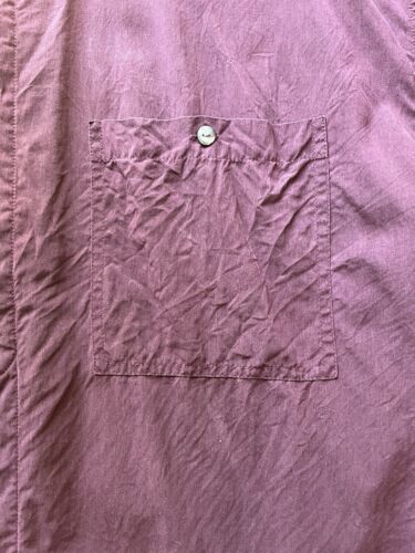 VTG Zeidler & Zeidler Silk Button Up Shirt Men's XL Red Collarless Long Sleeves - thriftgoblin