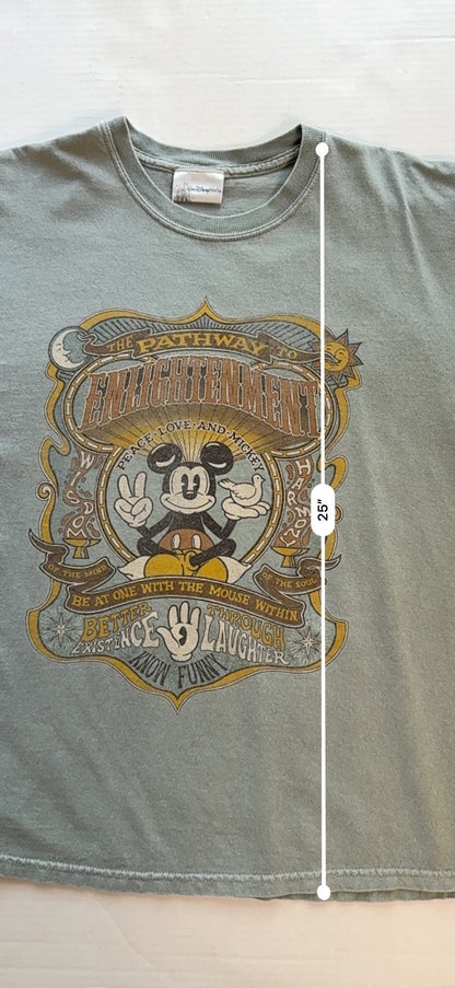 Walt Disney World Mickey Mouse Pathway to Enlightenment Tee Sage Green M - thriftgoblinTee