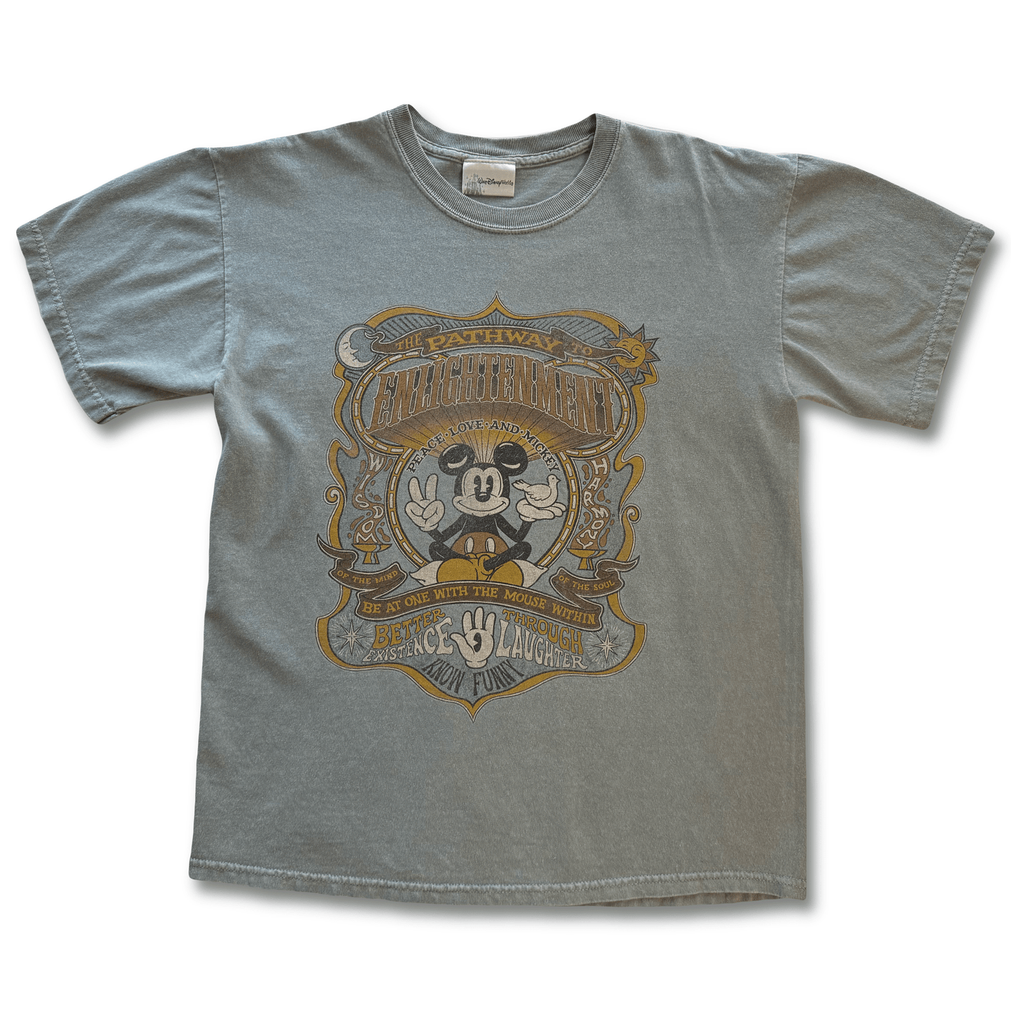 Walt Disney World Mickey Mouse Pathway to Enlightenment Tee Sage Green M - thriftgoblinTee