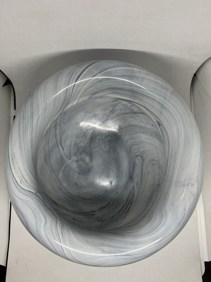 West Elm Small Marble WHT Bowl Decorative Tray Catch all Decor White Blue Swirl - thriftgoblin