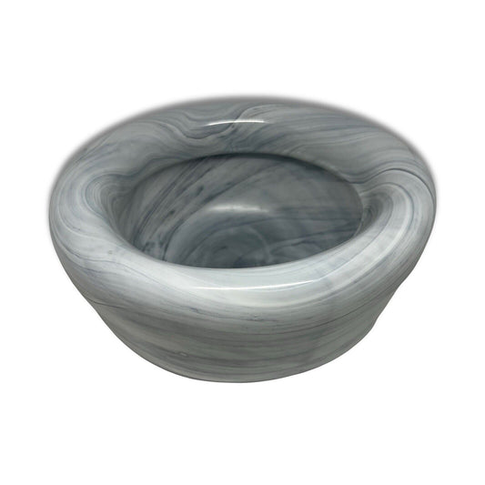 West Elm Small Marble WHT Bowl Decorative Tray Catch all Decor White Blue Swirl - thriftgoblin