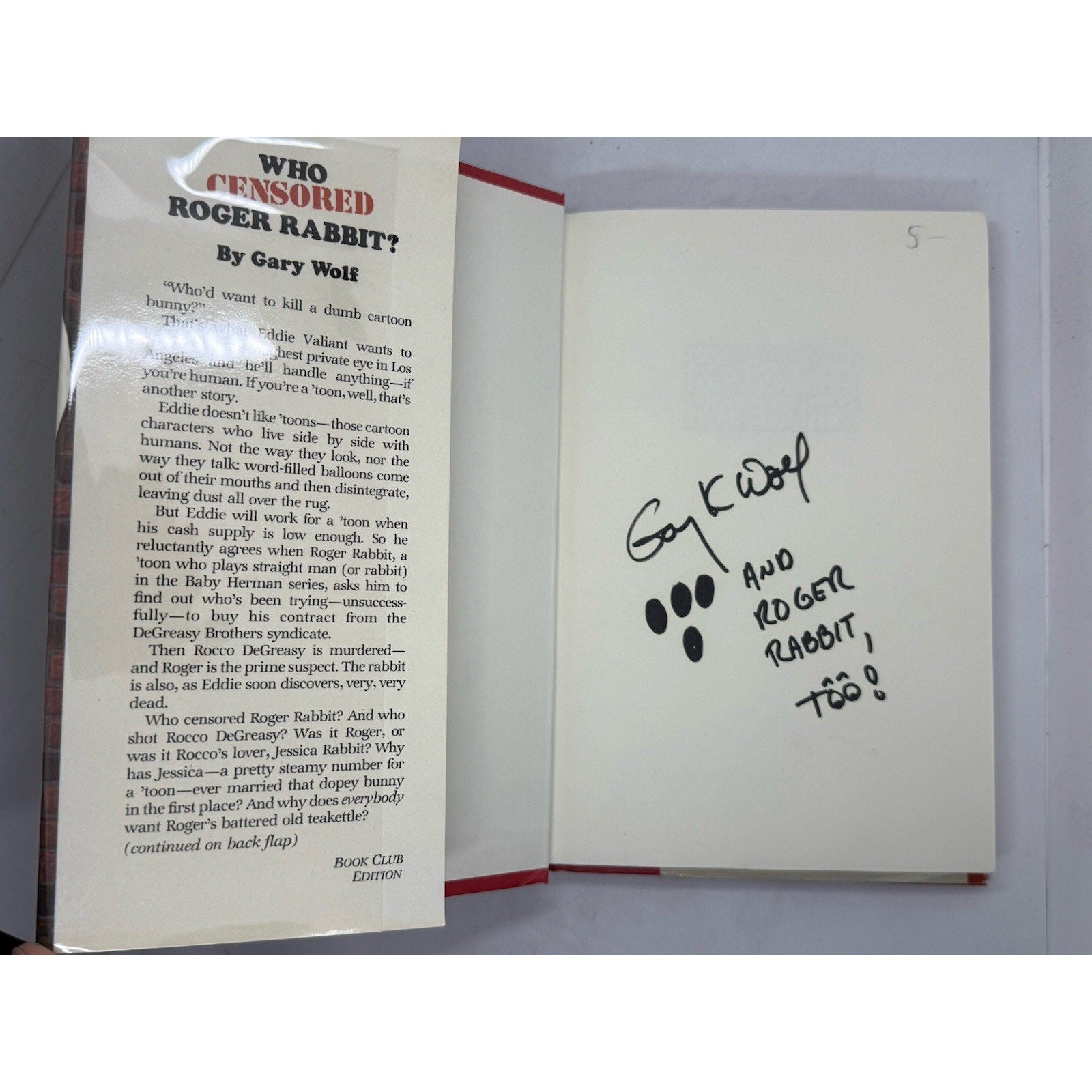 Who Censored Roger Rabbit? by Gary K. Wolf Signed 1981 Book Club Edition HC/DJ - thriftgoblin