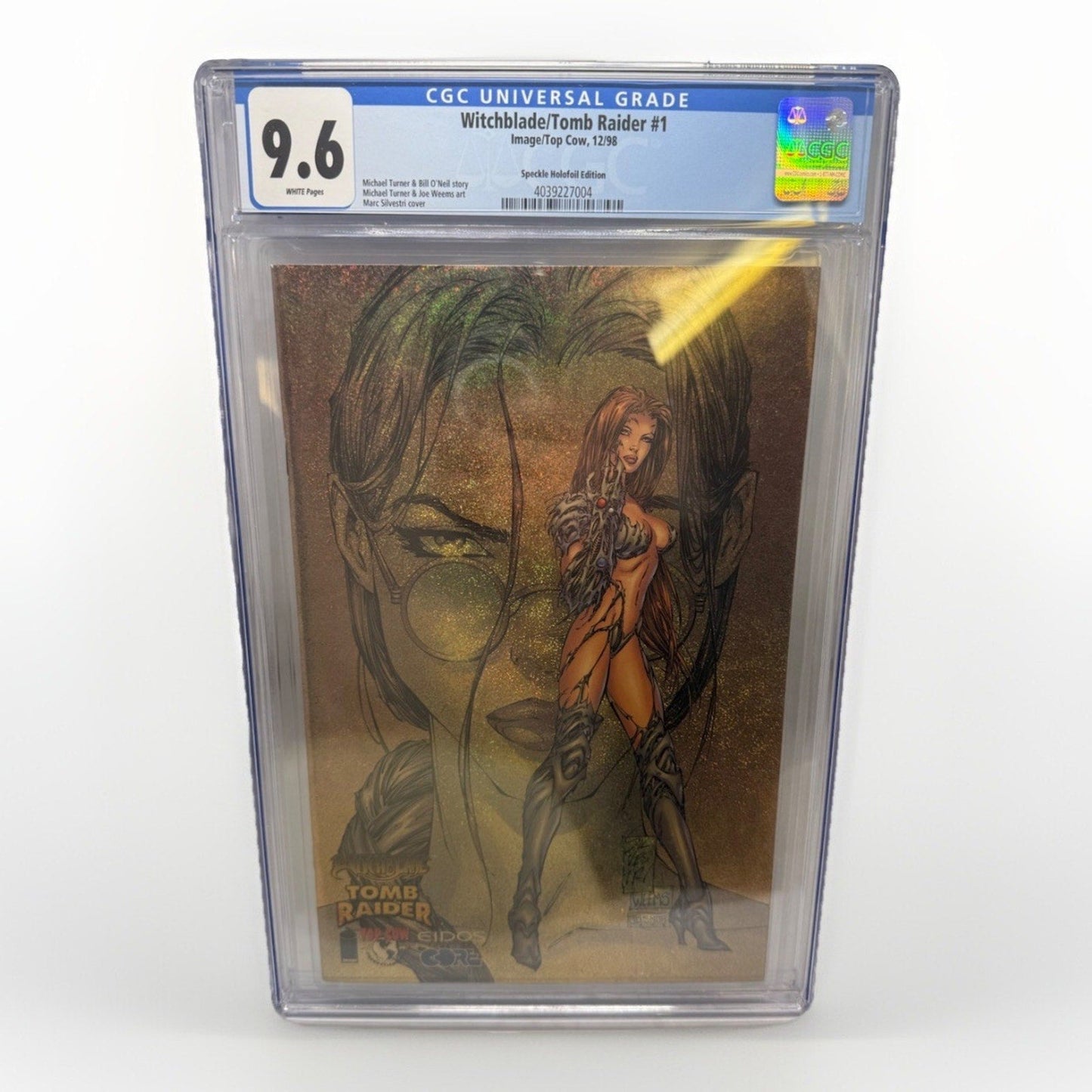 Witchblade Tomb Raider 1 CGC 9.6 Speckle Holofoil 1998 Top Cow Rare Comic Image - thriftgoblin