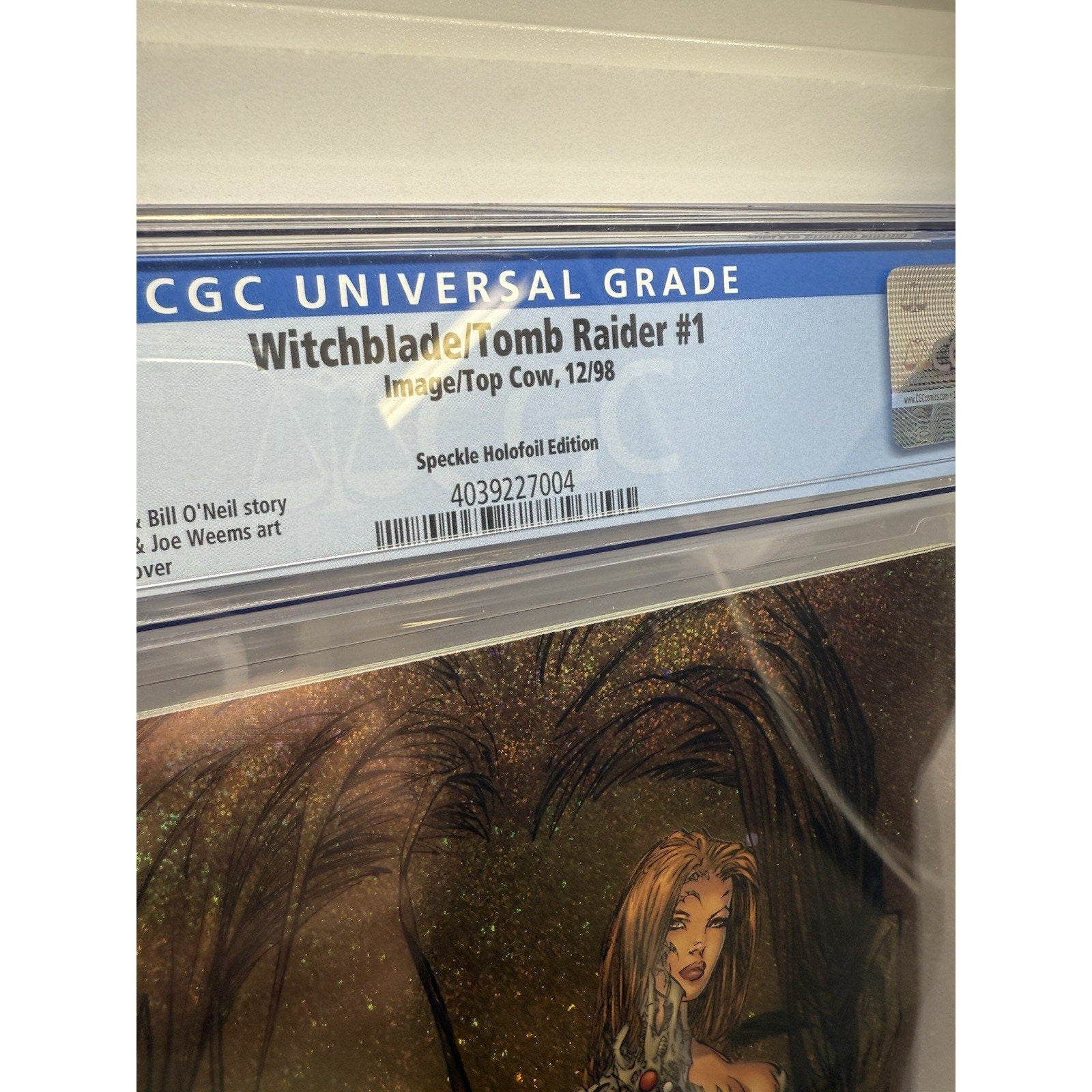 Witchblade Tomb Raider 1 CGC 9.6 Speckle Holofoil 1998 Top Cow Rare Comic Image - thriftgoblin