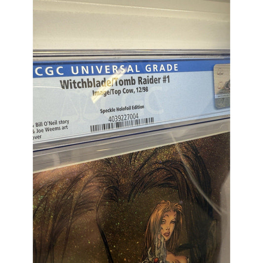 Witchblade Tomb Raider 1 CGC 9.6 Speckle Holofoil 1998 Top Cow Rare Comic Image - thriftgoblin