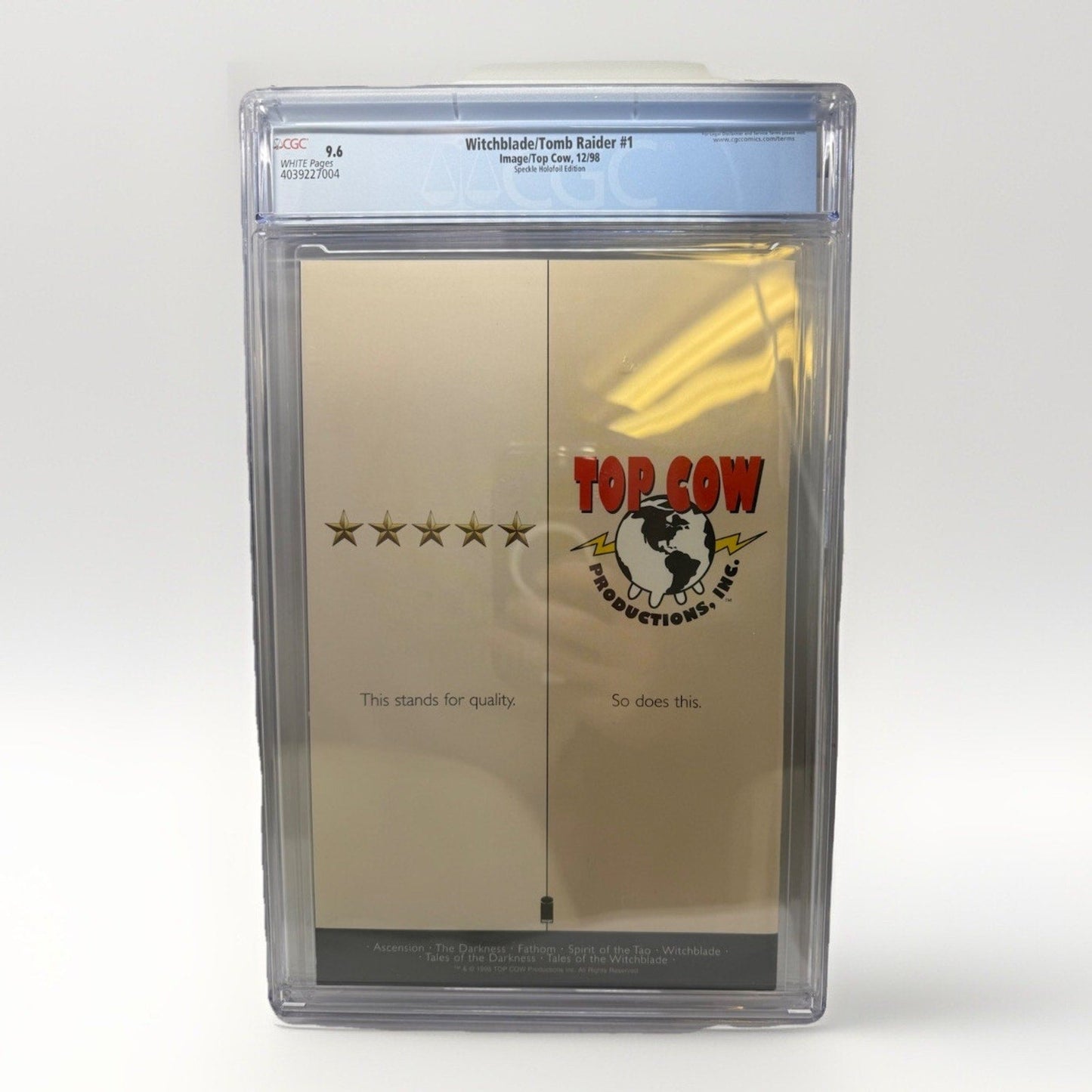 Witchblade Tomb Raider 1 CGC 9.6 Speckle Holofoil 1998 Top Cow Rare Comic Image - thriftgoblin