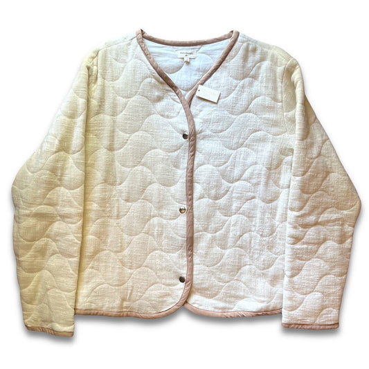 World Market Cream Quilted Button Up Jacket Womens One Size. Fall Collection. - thriftgoblin