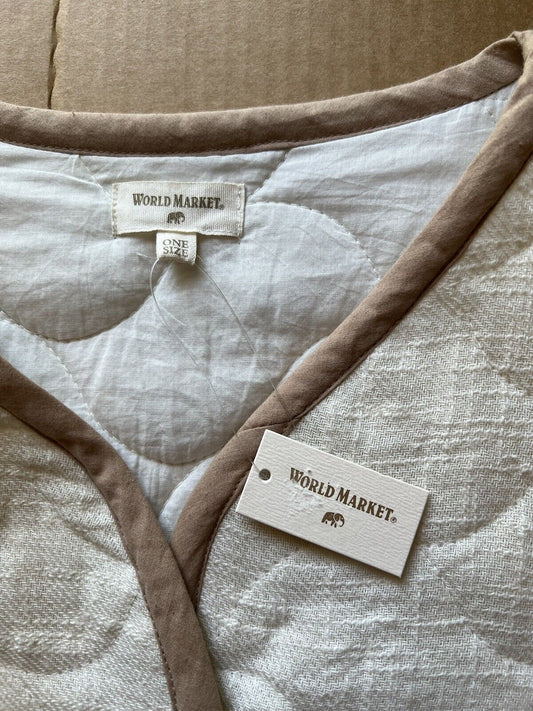 World Market Cream Quilted Button Up Jacket Womens One Size. Fall Collection. - thriftgoblin