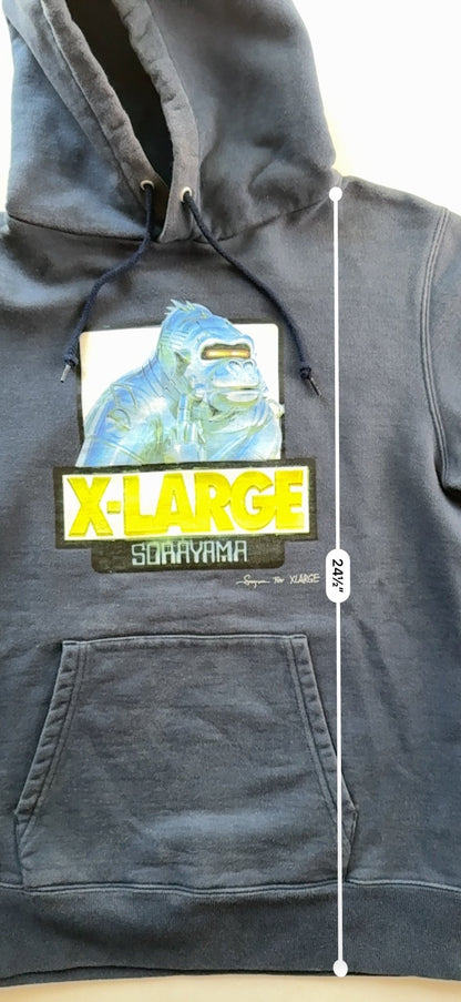 X-LARGE x Hajime Sorayama Chrome Gorilla OG Logo Pullover Hoodie Black Size S - Thrift GoblinHoodie