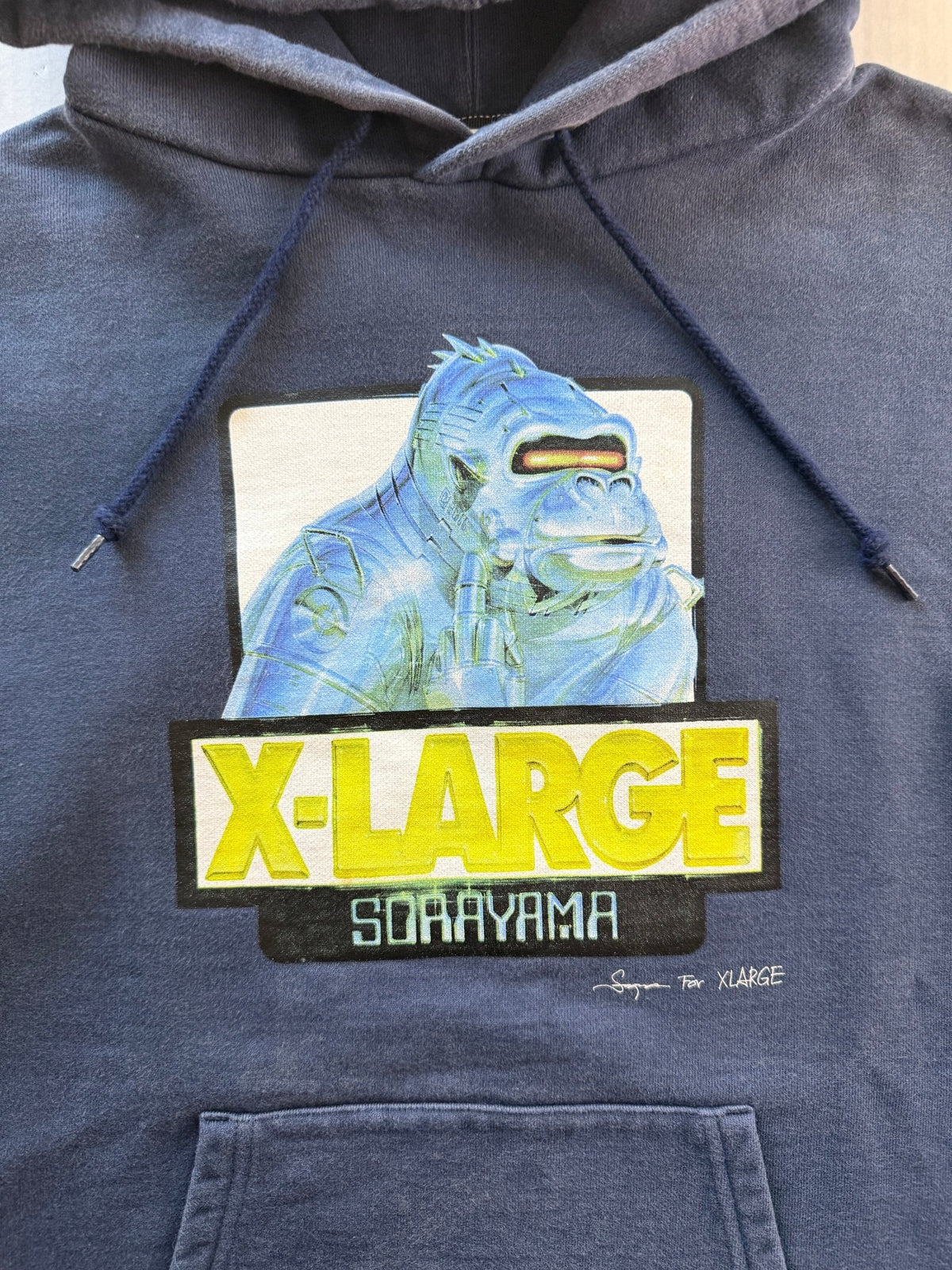 X-LARGE x Hajime Sorayama Chrome Gorilla OG Logo Pullover Hoodie Black Size S - Thrift GoblinHoodie