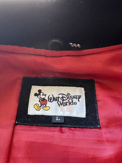 Y2K Disney World Cast Member Sorcerer Mickey Suede Letterman L Jacket Disneyana - thriftgoblin