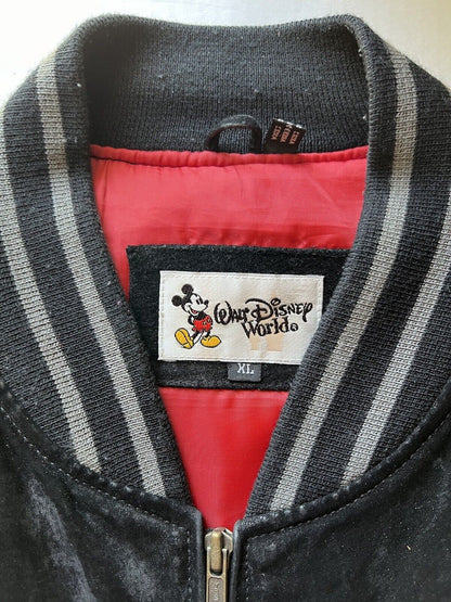 Y2K Disney World Cast Member Sorcerer Mickey Suede Letterman XL Jacket Disneyana - thriftgoblin