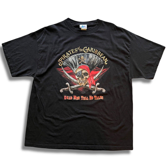 Y2K Disneyland Resort Pirates of the Caribbean T-shirt Dead Men Tell No Tales - thriftgoblin