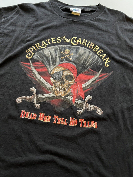 Y2K Disneyland Resort Pirates of the Caribbean T-shirt Dead Men Tell No Tales - thriftgoblin