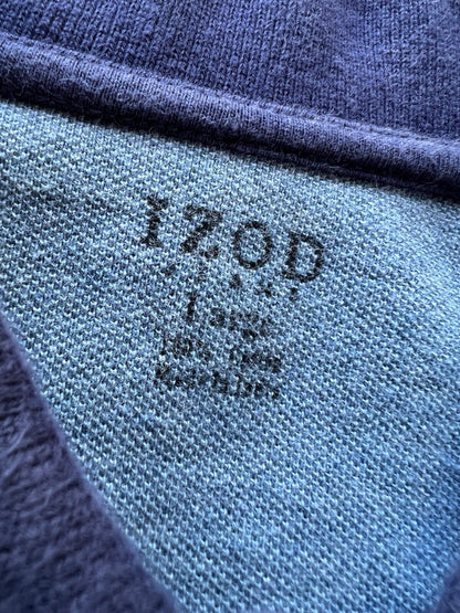 Y2K Izod Rugby Polo Mens L Striped Retro Varsity Long Sleeve Striped Blue Jeans - thriftgoblin
