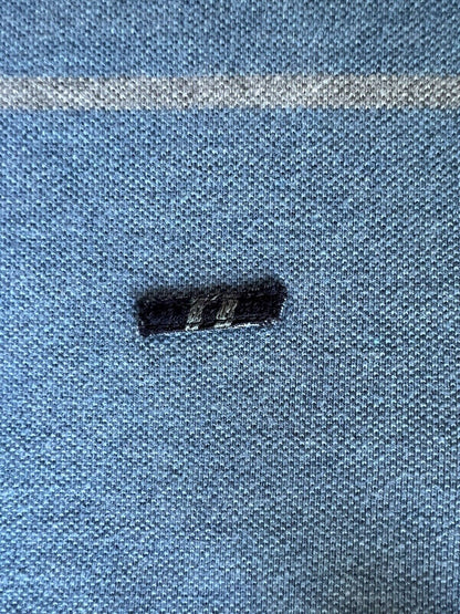 Y2K Izod Rugby Polo Mens L Striped Retro Varsity Long Sleeve Striped Blue Jeans - thriftgoblin