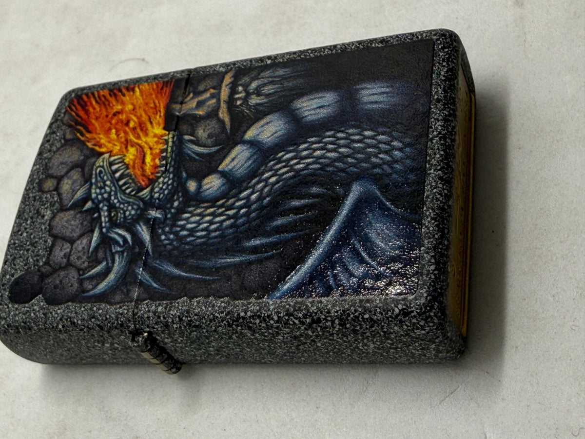 Zippo Black Crackle Dragon Lighter 2022 Raised Emblem Bradford PA - Thrift GoblinLighter