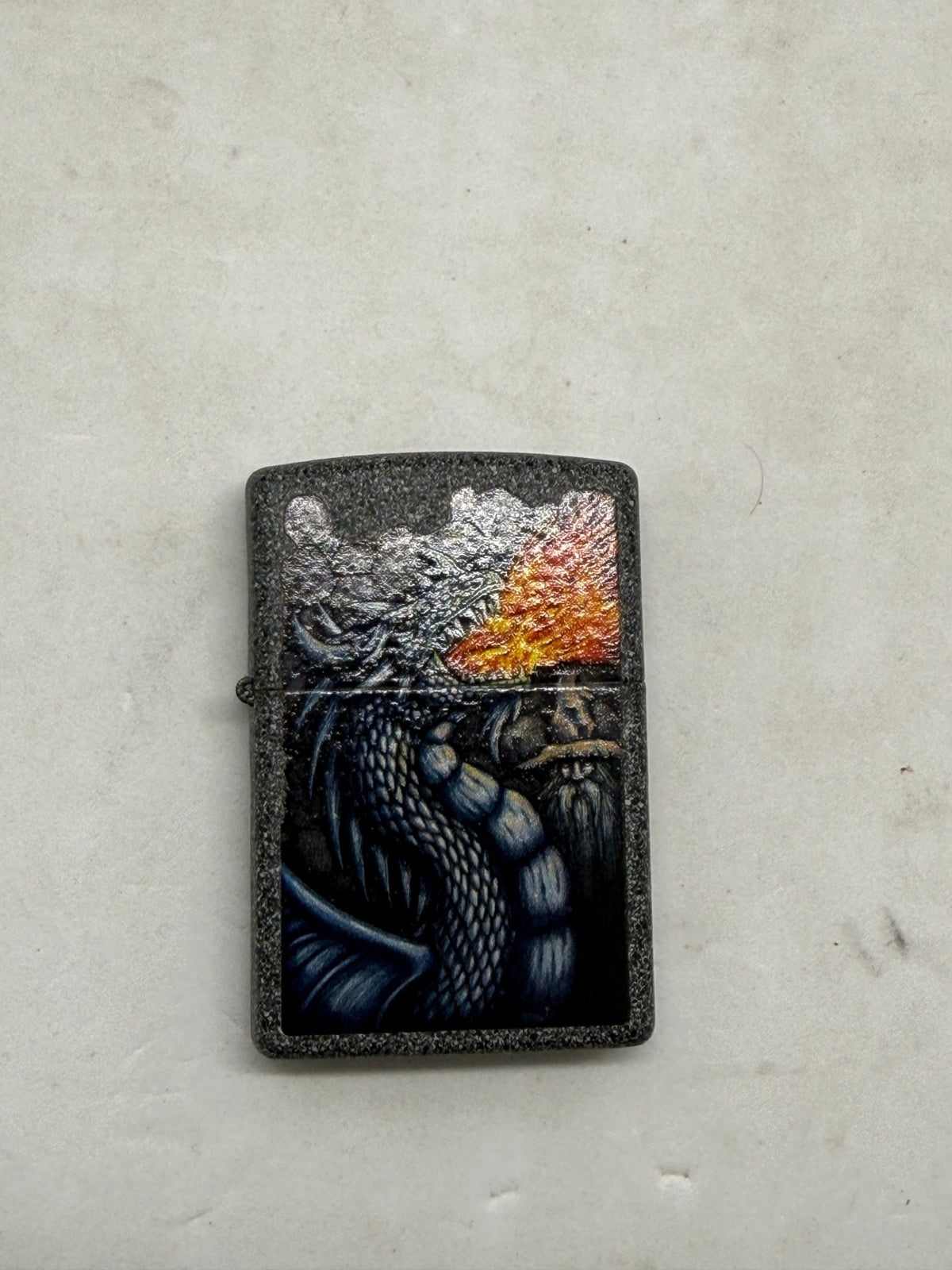 Zippo Black Crackle Dragon Lighter 2022 Raised Emblem Bradford PA - Thrift GoblinLighter